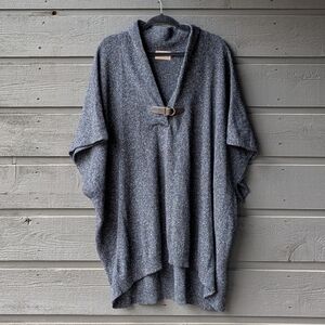 Blarney Woollen Mills Ireland Merino Wool Silk Tweed Womens Cape Poncho Gray OS